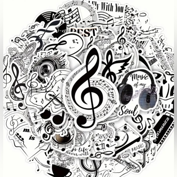(3 for $20)Musical Note Vinyl Stickers 50 Piece New - Picture 2 of 5